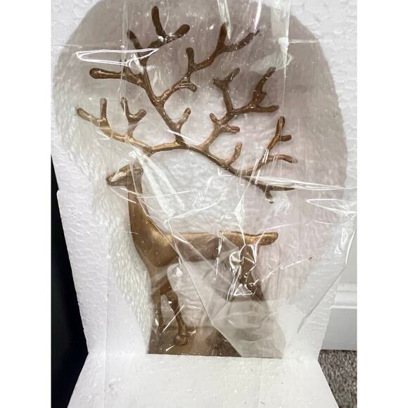 Pottery Barn Large Gilded Reindeer Gold Christmas Stocking Holders - Set of 2 - Picture 6 of 6